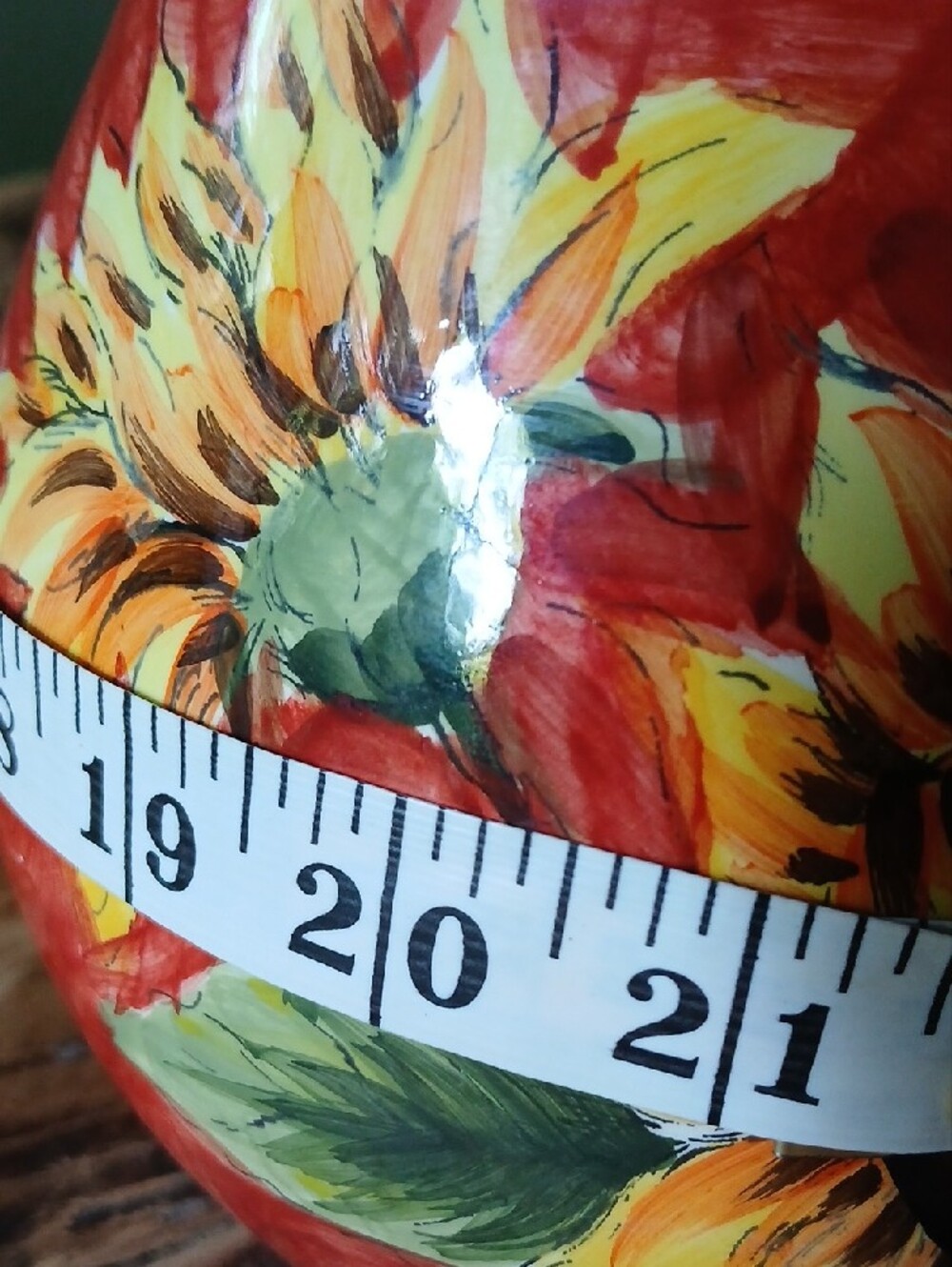Hand-Painted Sunflower Ceramic Pitcher - Red - Picture 5 of 5